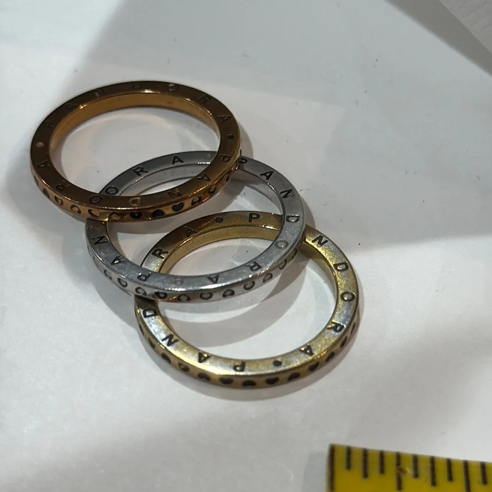 Pandora Tri Color Rings Set - Picture 3 of 4